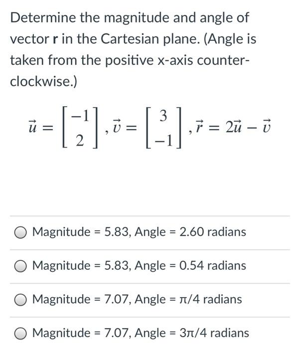 Solved Determine the magnitude and angle of vector r in the | Chegg.com