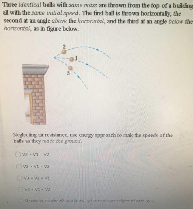 Solved Three identical balls with same mass are thrown from