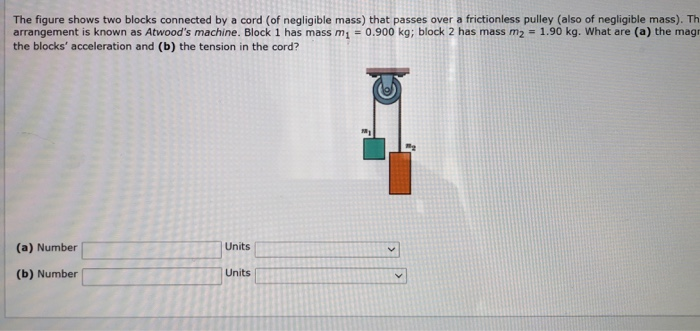 Solved The figure shows two blocks connected by a cord (of | Chegg.com