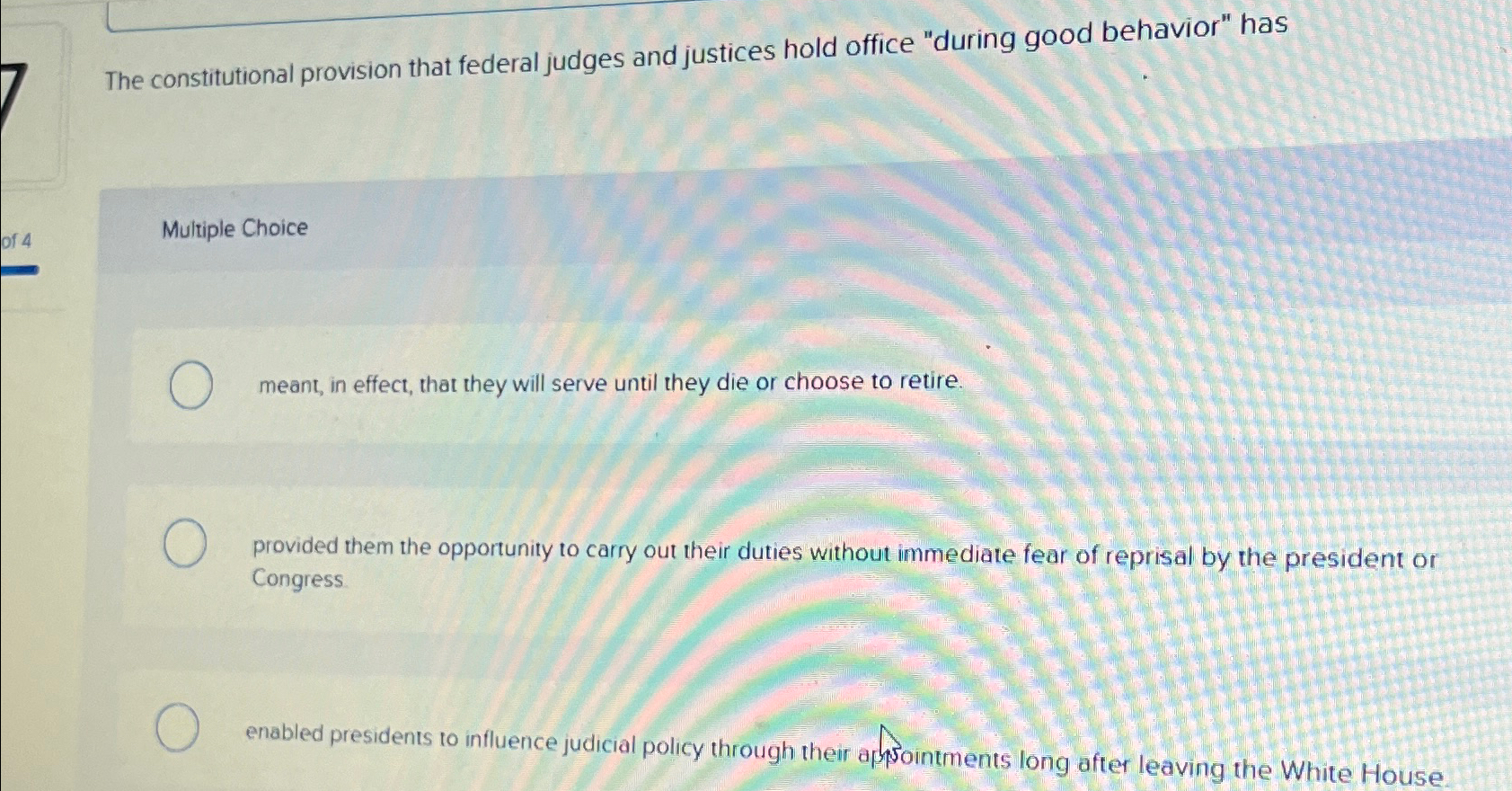 Solved The constitutional provision that federal judges and 