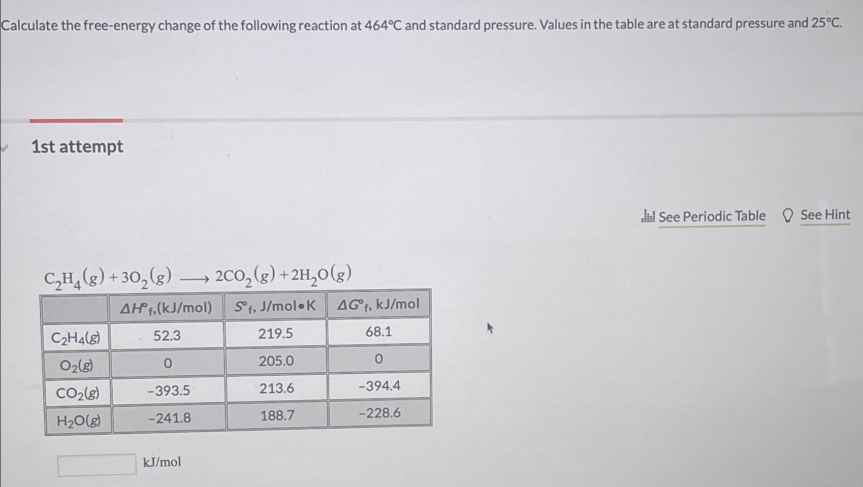 Solved Calculate The Free-energy Change Of The Following | Chegg.com