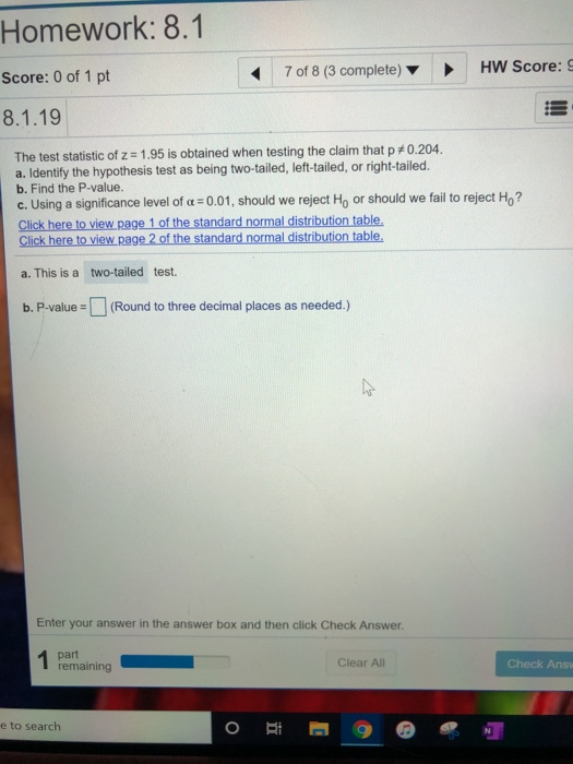 Solved Homework: 8.1 Score: 0 of 1 pt 7 of 8 (3 complete) HW | Chegg.com