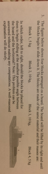 Solved 3. The figure below shows four blocks arranged on a | Chegg.com