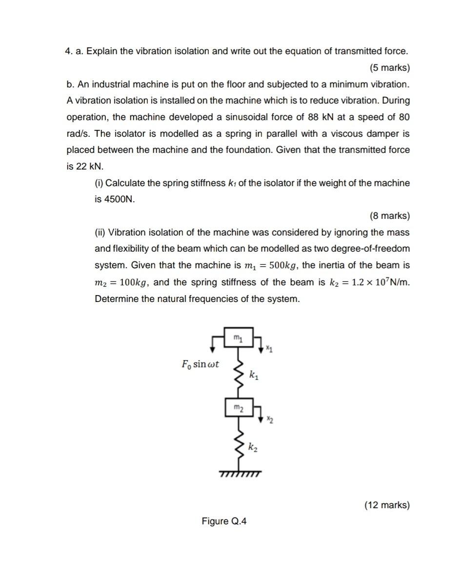 Solved 4. a. Explain the vibration isolation and write out