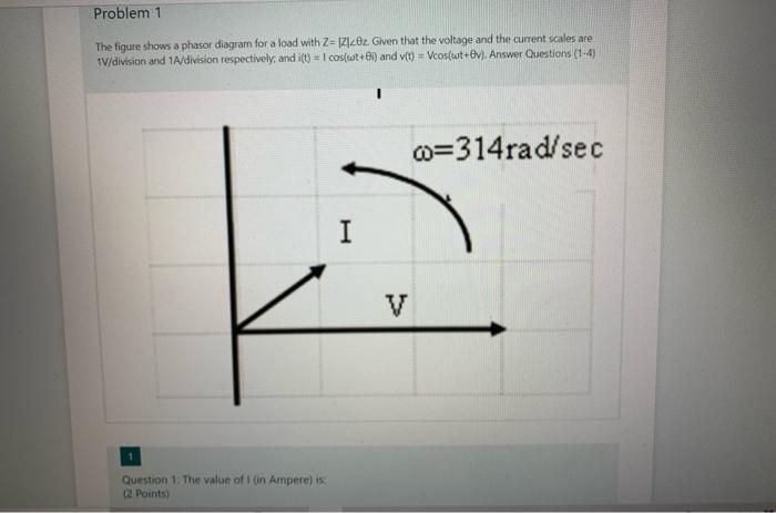 Solved Problem 1 The figure shows a phasor diagram for a | Chegg.com