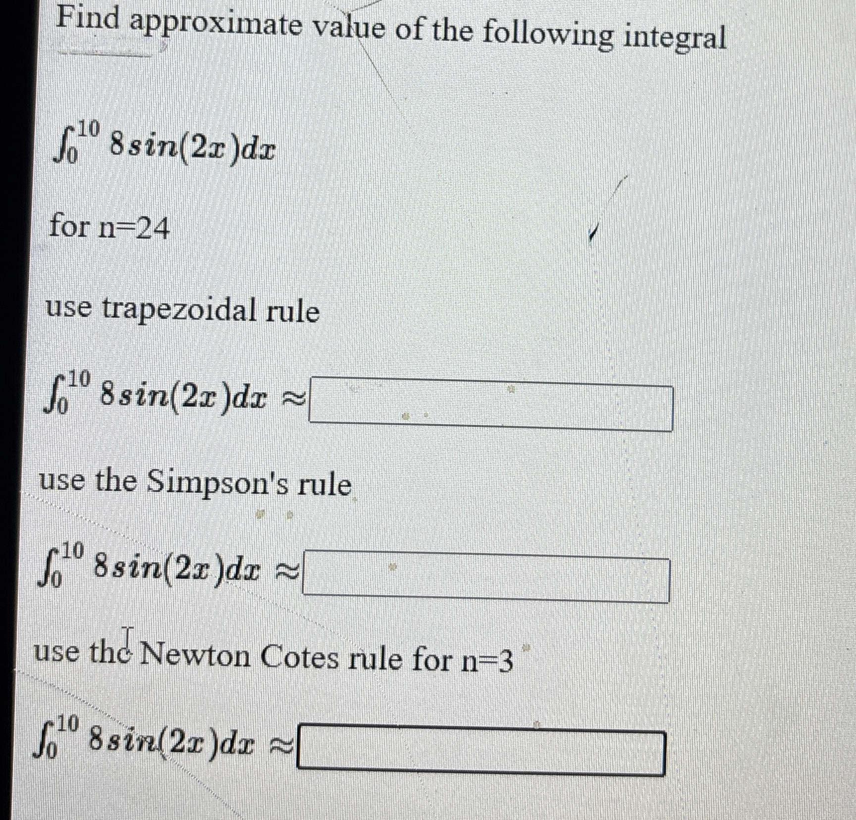 Solved Find approximate value of the following | Chegg.com