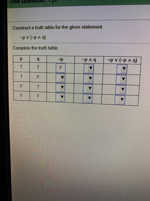 Solved This Construct a truth table for the given statement. | Chegg.com