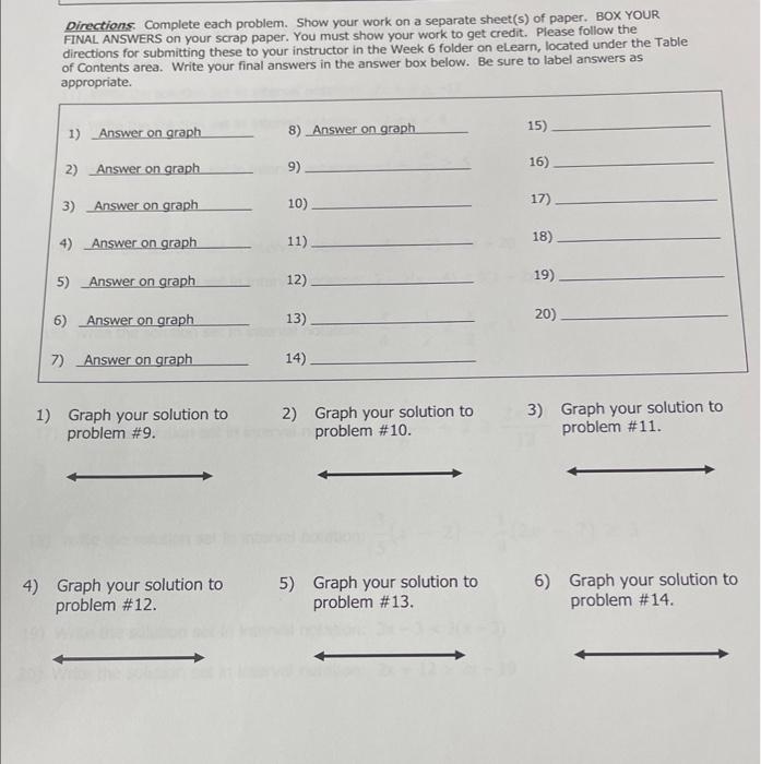 Solved Directions. Complete Each Problem. Show Your Work On | Chegg.com