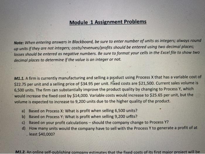 Solved Module 1 Assignment Problems Note: When entering | Chegg.com