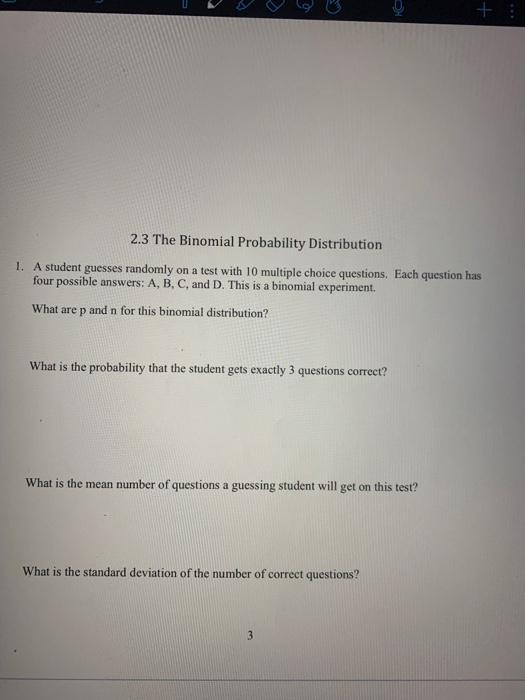 Solved 2.3 The Binomial Probability Distribution 1. A | Chegg.com