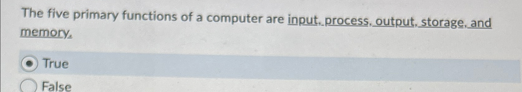 Solved The five primary functions of a computer are input, | Chegg.com