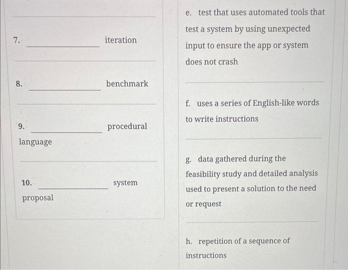 Solved 1. RAD a. test that measures the performance of | Chegg.com