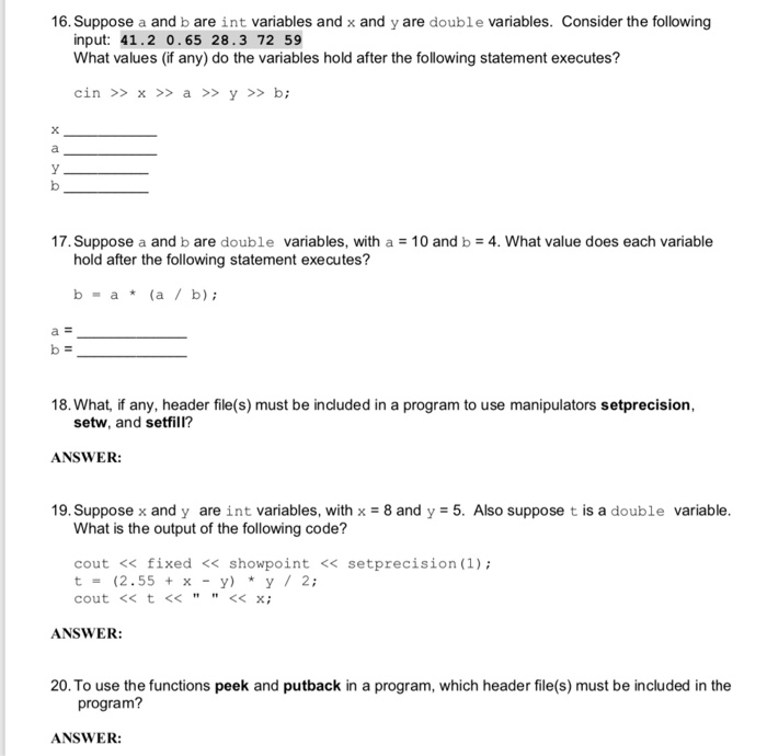 Solved 12. Suppose A And B Are Int Variables, With A 3 Andb | Chegg.com