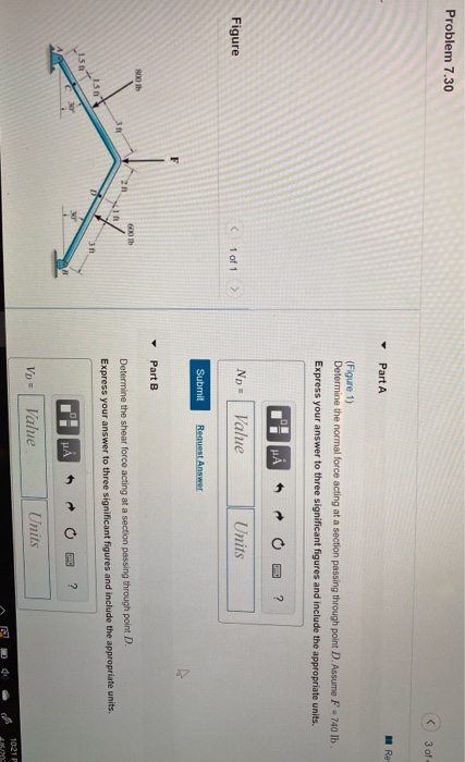 Solved Problem 7.30 3 of Part A Re (Figure 1) Determine the | Chegg.com