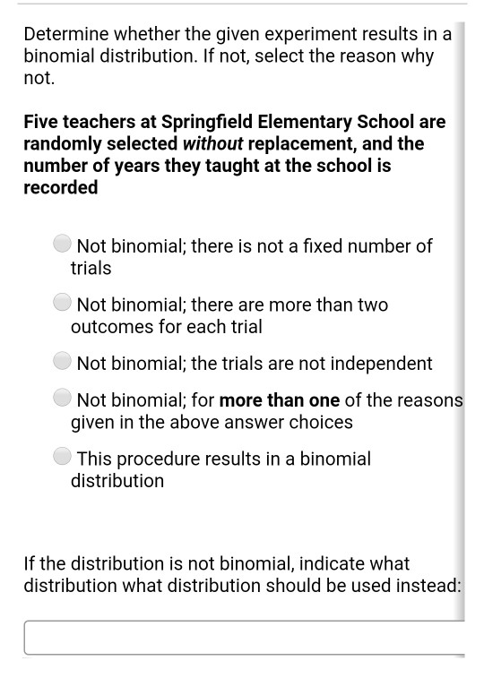 Solved Determine whether the given experiment results in a | Chegg.com