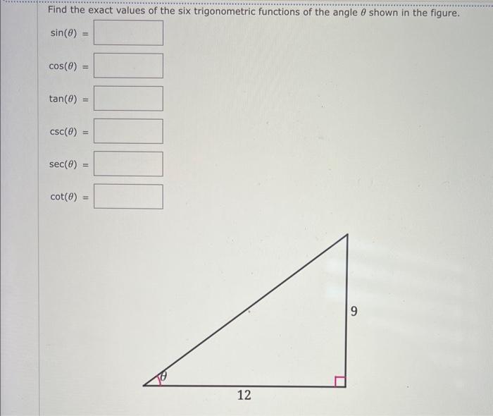 Solved Find the exact values of the six trigonometric | Chegg.com