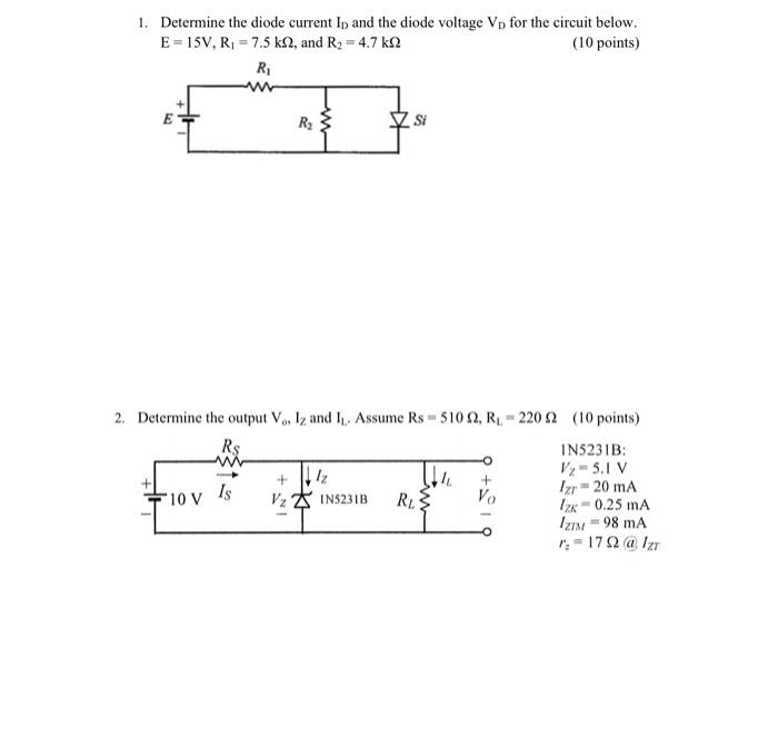 Solved 1. Determine the diode current Ip and the diode | Chegg.com