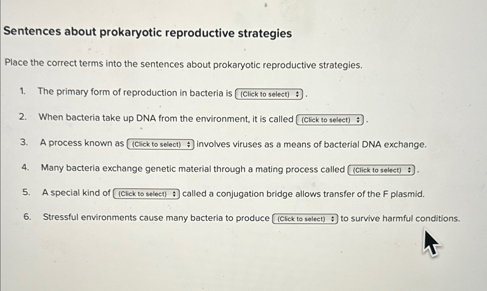 Solved Sentences about prokaryotic reproductive | Chegg.com