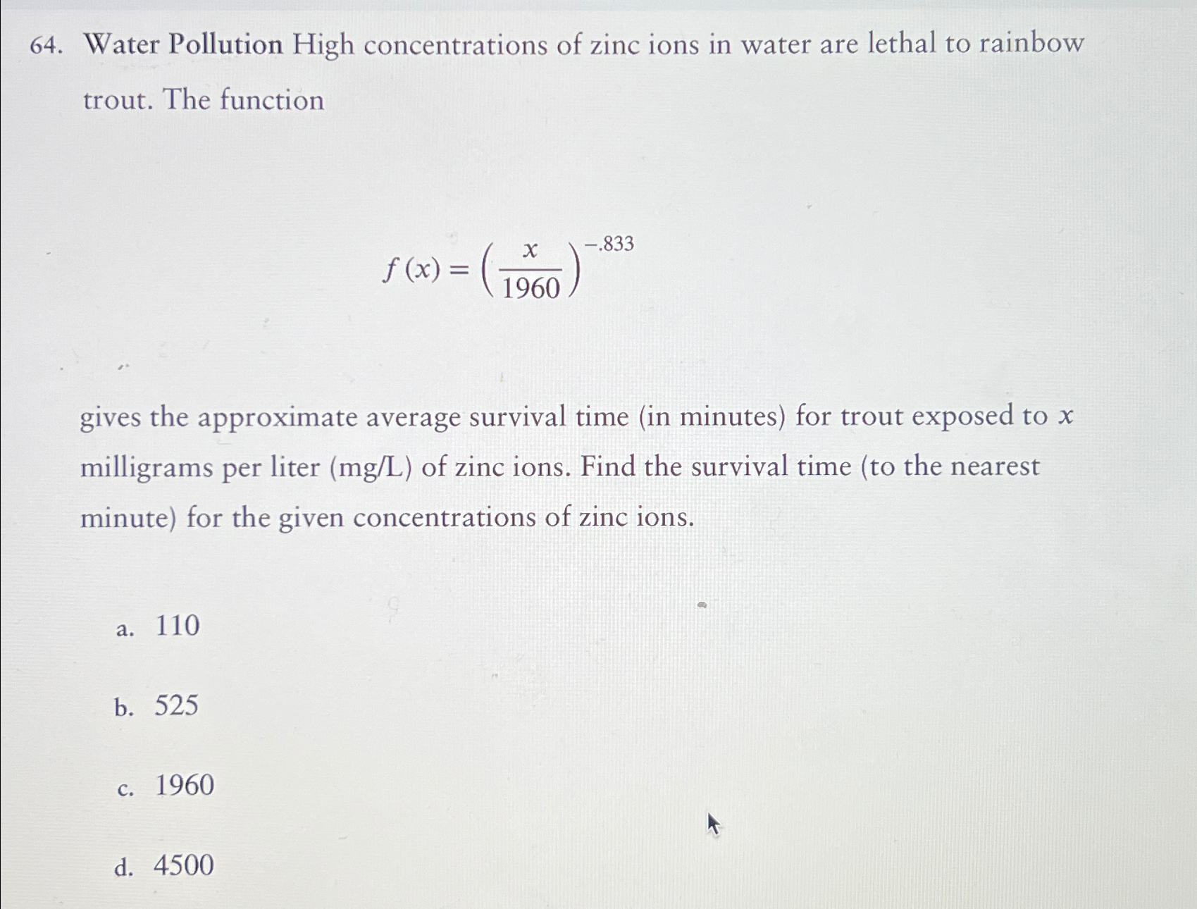 Solved Water Pollution High concentrations of zinc ions in