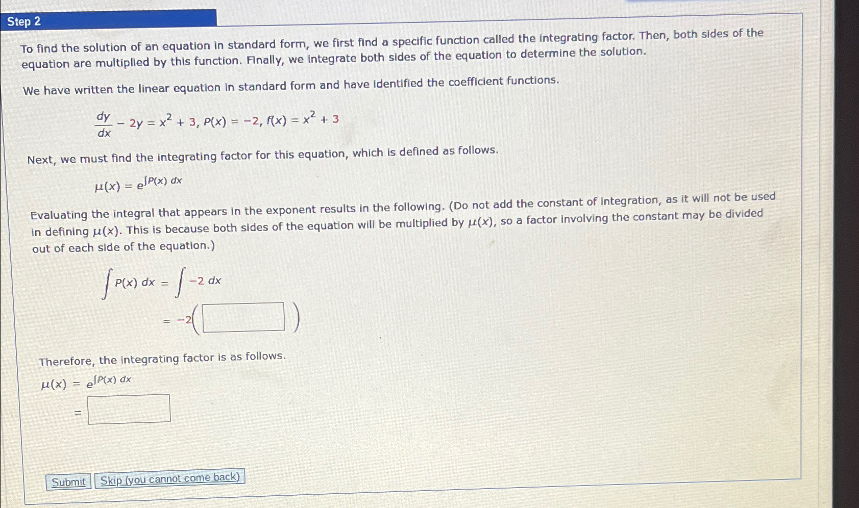 Solved Step 2To find the solution of an equation in standard | Chegg.com
