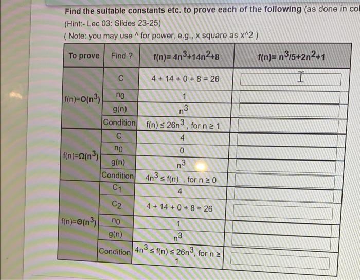 Solved can you explain where to find all c and n0 ,gn and | Chegg.com