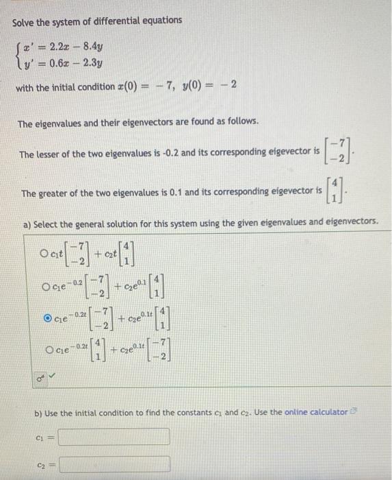 Solved Solve the system of differential equations | Chegg.com