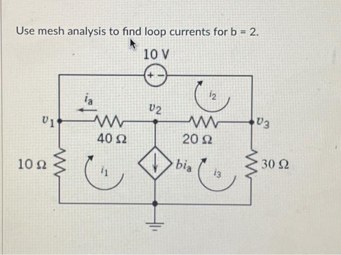 Solved Use Mesh Analysis To Find Loop Currents For B = 2 | Chegg.com ...