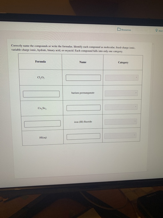 Solved Correctly name the compounds or write the formulas. | Chegg.com