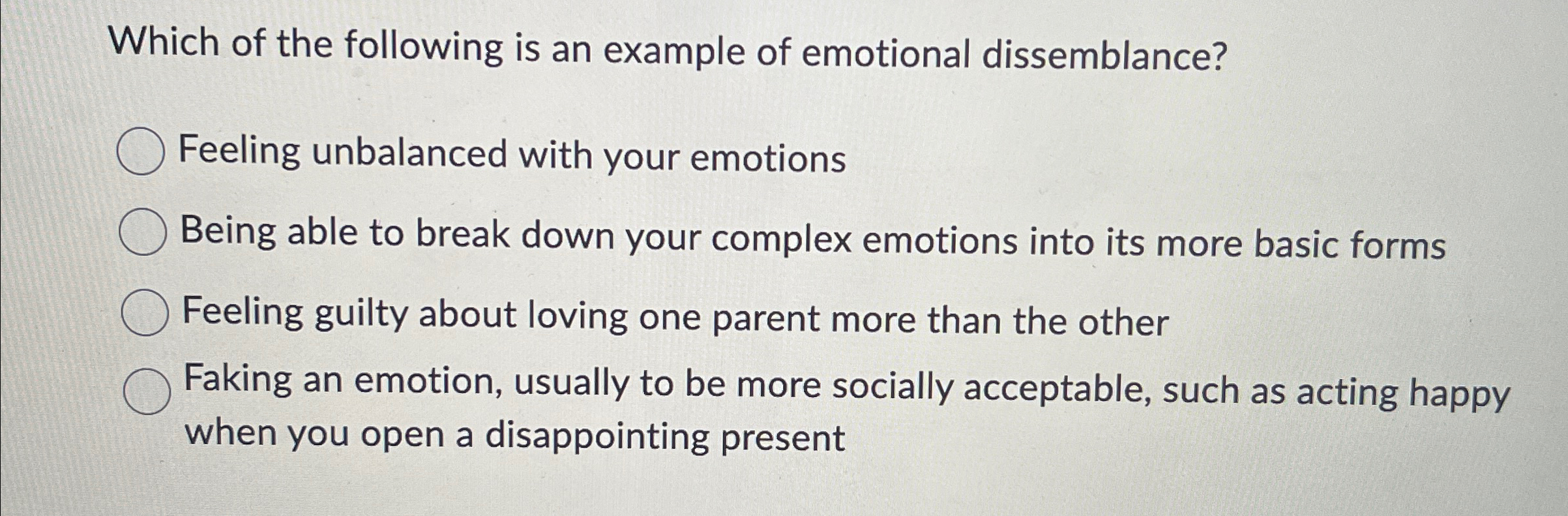 Solved Which of the following is an example of emotional | Chegg.com