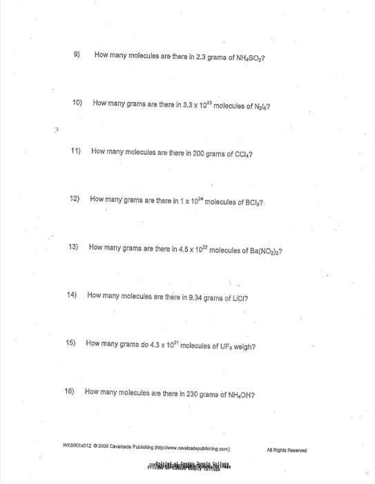 Solved Mole Calculation Worksheet 1) How many moles are irf