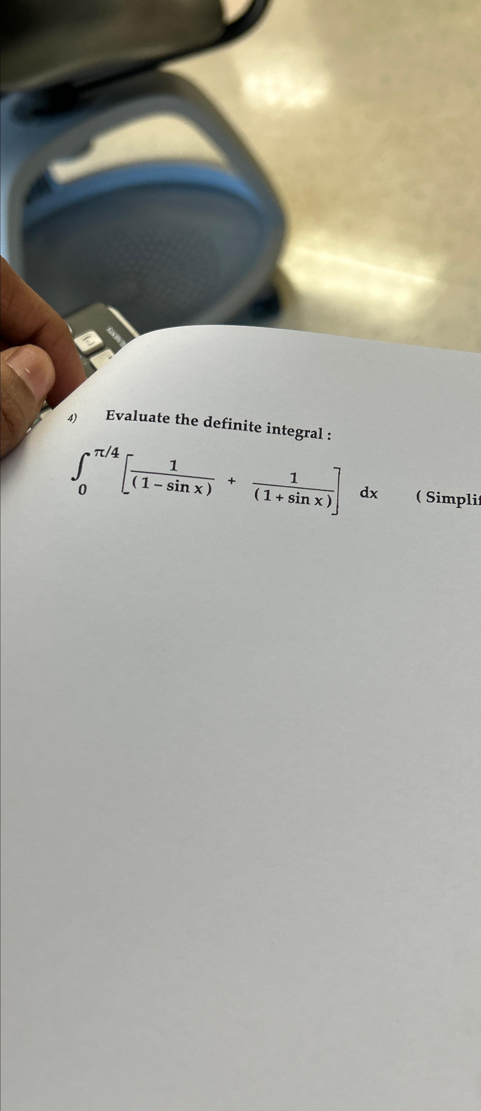 Solved Evaluate the definite integral | Chegg.com