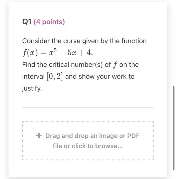 Solved Consider The Curve Given By The Function F X X5−5x 4