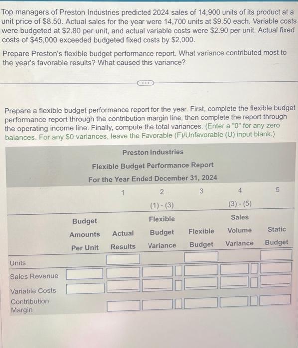 Solved Top Managers Of Preston Industries Predicted 2024 Chegg Com   Image