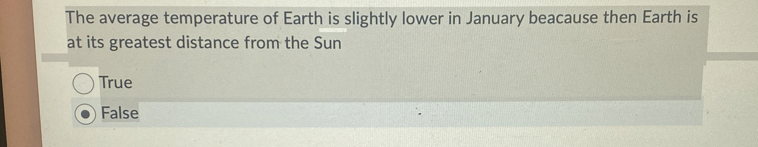 Solved The average temperature of Earth is slightly lower in | Chegg.com