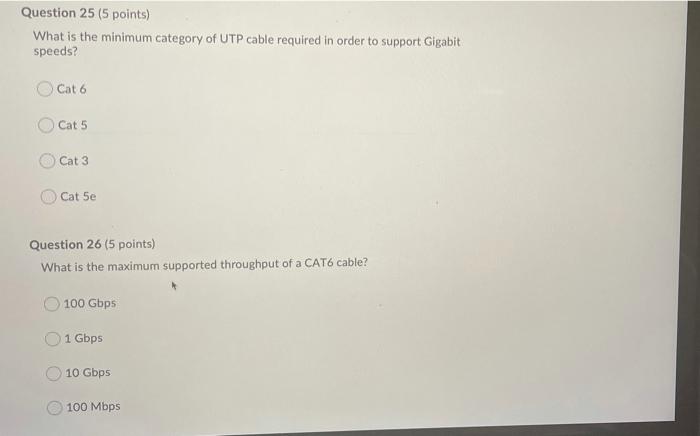 Solved Question 25 (5 points) What is the minimum category | Chegg.com