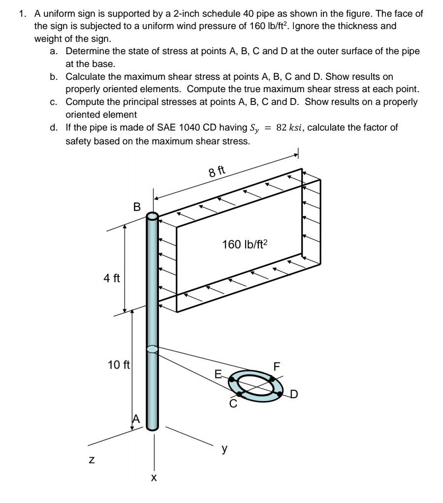 solved-1-a-uniform-sign-is-supported-by-a-2-inch-schedule-chegg