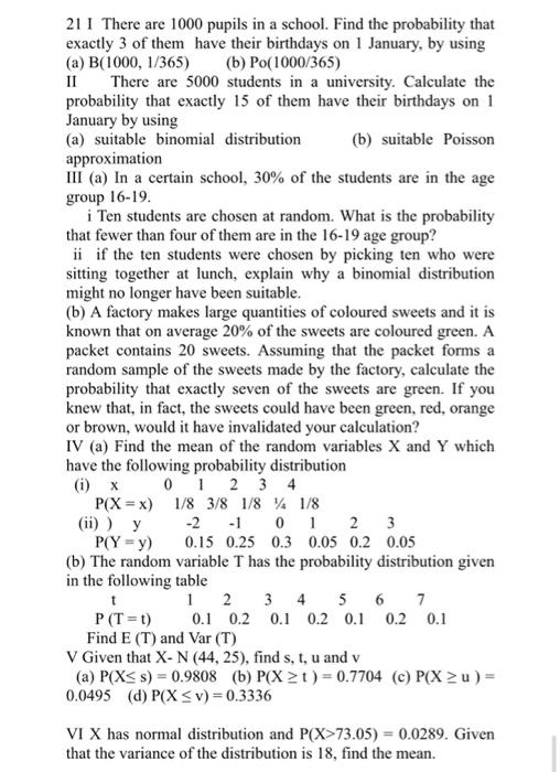 Solved 21 1 There Are 1000 Pupils In A School Find The Chegg Com