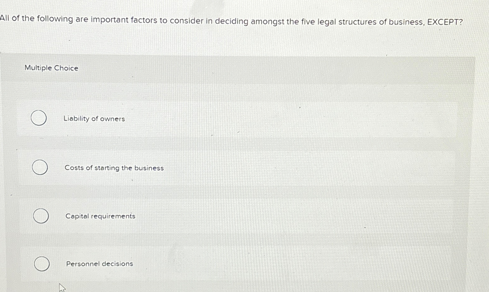 Solved All of the following are important factors to | Chegg.com