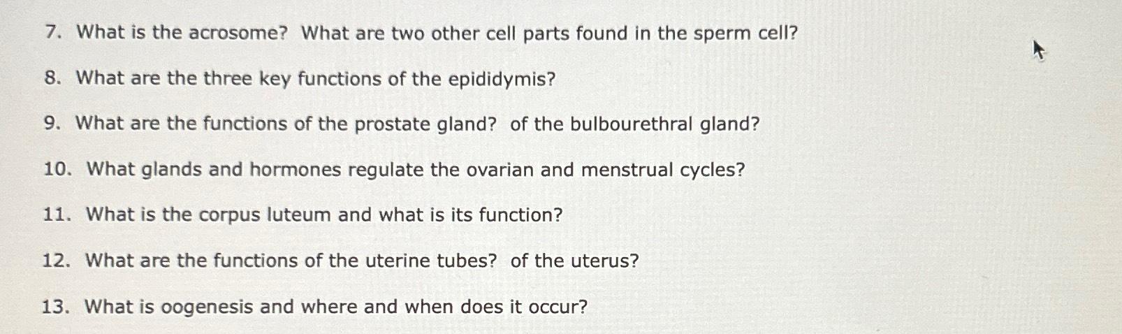 Solved What is the acrosome? What are two other cell parts