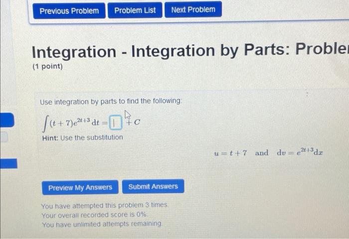 Solved Previous Problem Problem List Next Problem | Chegg.com