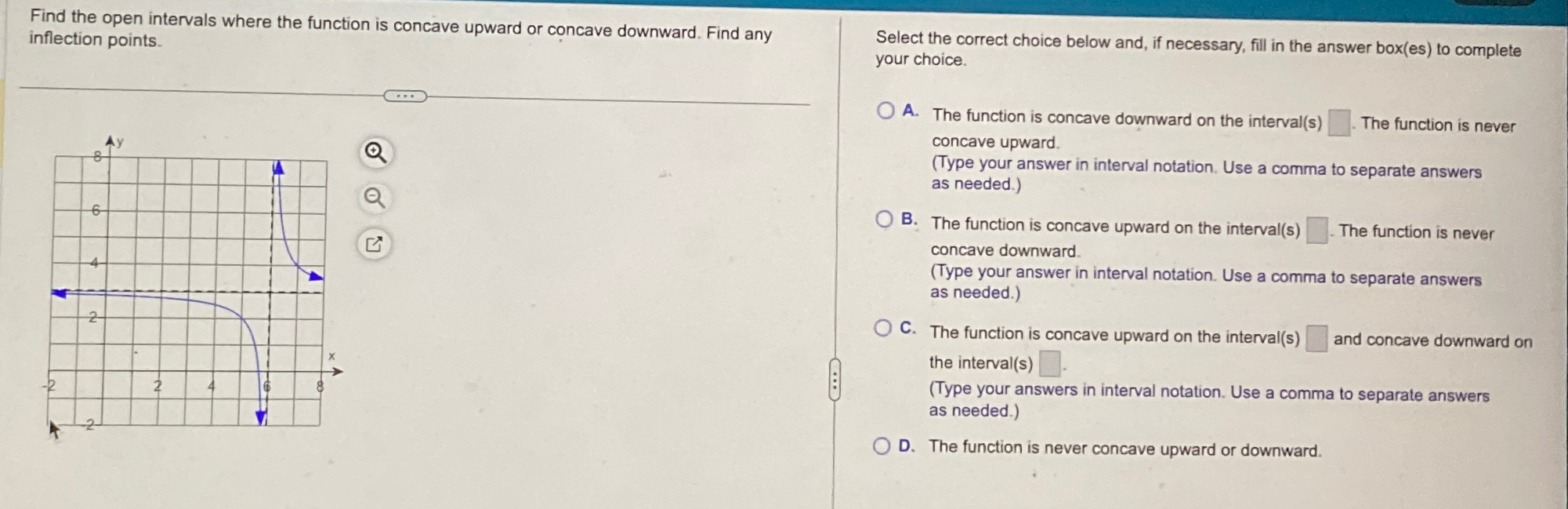 Solved Find the open intervals where the function is concave | Chegg.com