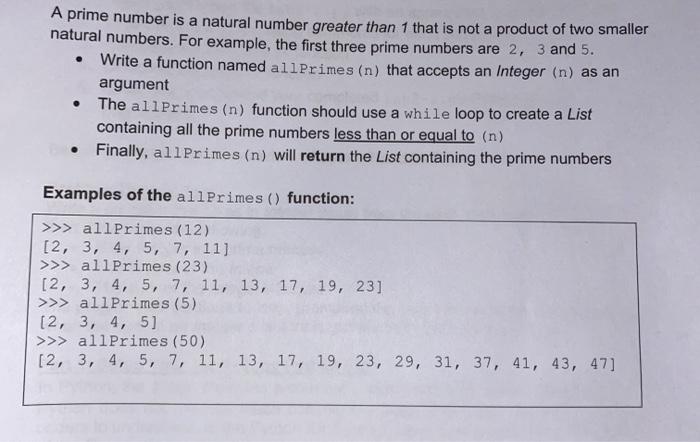 Solved A Prime Number Is A Natural Number Greater Than 1 Chegg Com