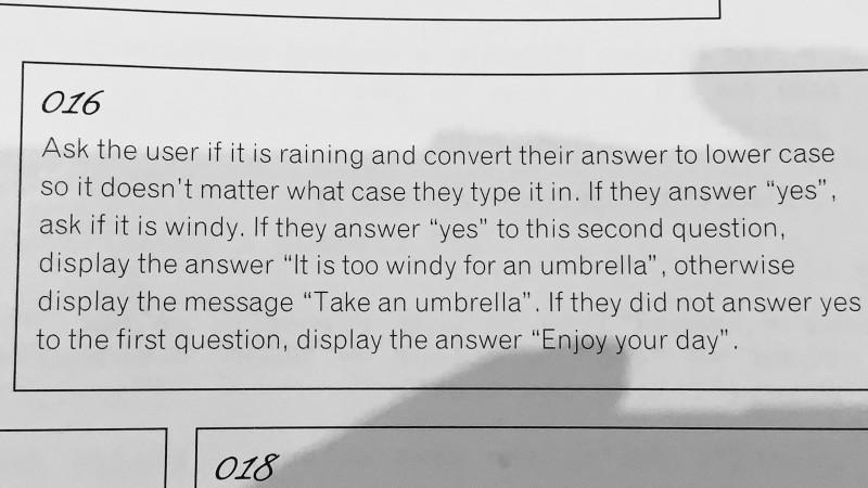Solved 016 Ask the user if it is raining and convert their | Chegg.com