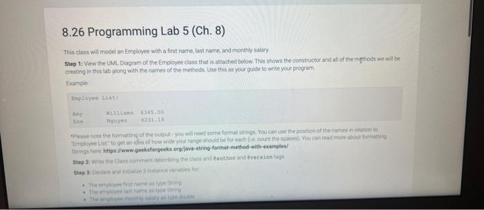 Solved 8.26 Programming Lab 5 (Ch. 8) This class will model | Chegg.com