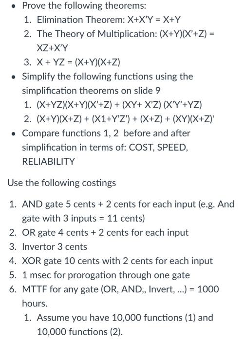 Solved - Prove The Following Theorems: 1. Elimination | Chegg.com