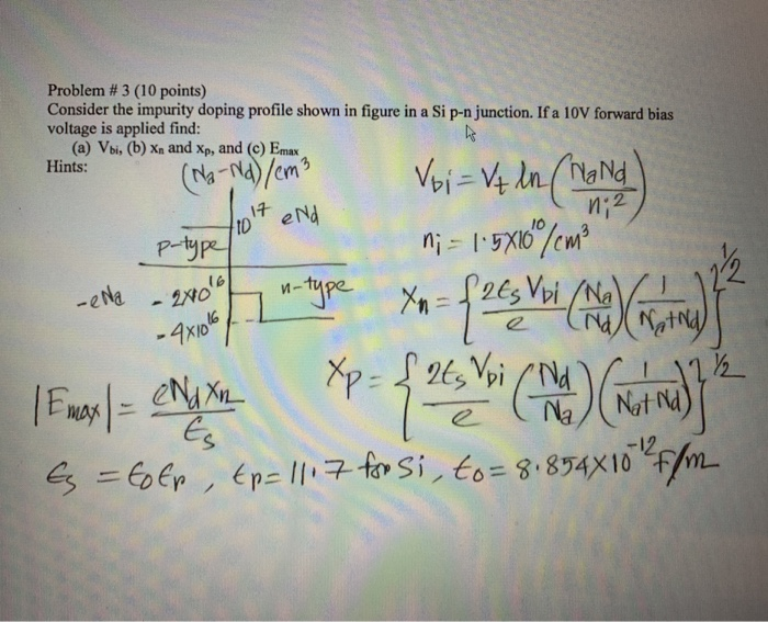 Solved Problem # 3 (10 points) Consider the impurity doping | Chegg.com