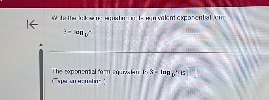 log2 8 3 written in exponential form