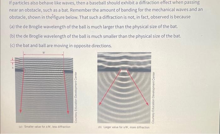 If particles also behave like waves, then a baseball should exhibit a diffraction effect when passing near an obstacle, such 