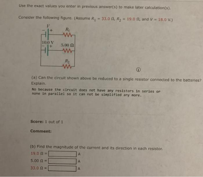 Solved Use the exact values you enter in previous answer(s) | Chegg.com