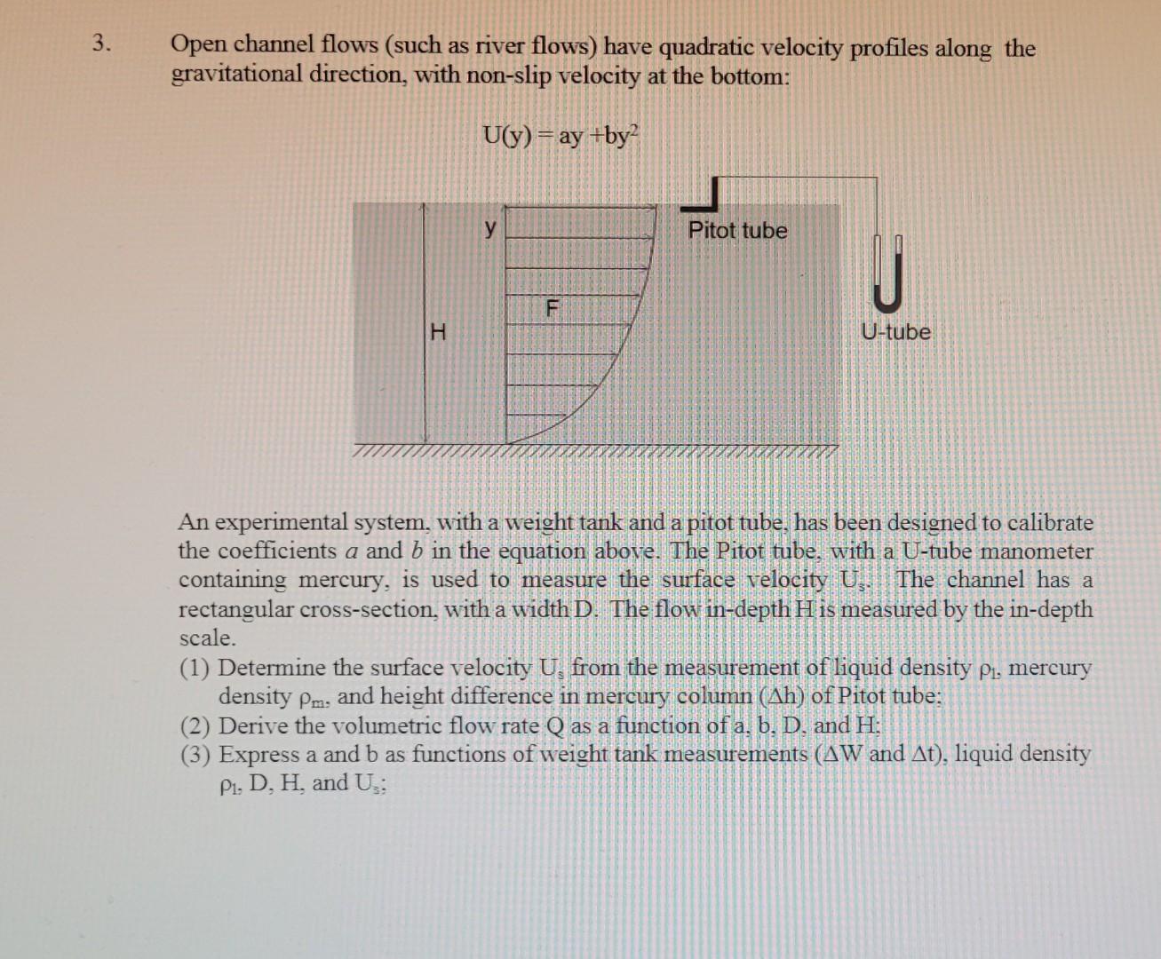 Open channel flows (such as river flows) have quadratic velocity profiles along the gravitational direction, with non-slip ve